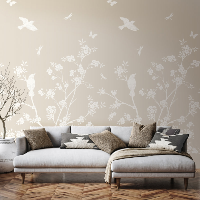 Blossom Trail Natural Stone - 3 Drop Repeatable Wall Mural, Natural Stone