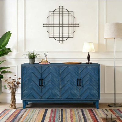 Buffet de rangement en bois massif à 4 portes Retroy