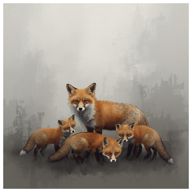 Famille de rideaux de fenêtre Red Foxes, voilages et rideaux occultant - 1 panneau, Blockout, 50 po x 92 po - 1 panneau