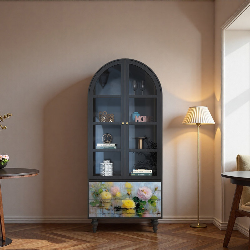 Vitrine en bois massif Floral