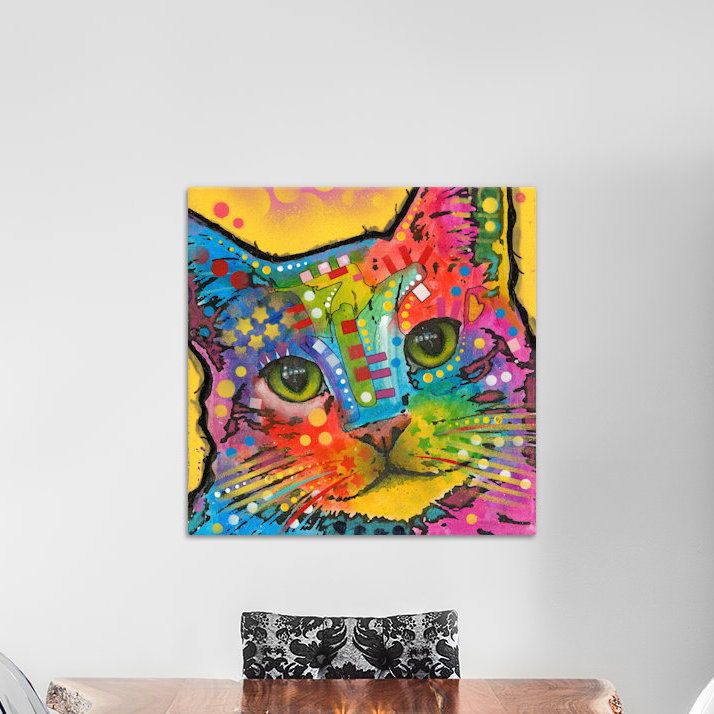 «Tilt Cat», reproduction d'art sur toile tendue, H 12 po x l 12 po x P 1,5 po, Toile tendue
