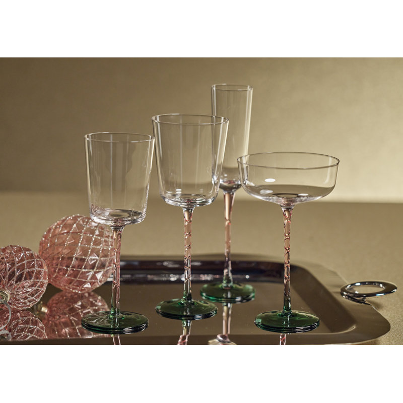 Ensemble de 4 pièces 13,53 oz. Verre à vin en verre rouge, Vert / rose