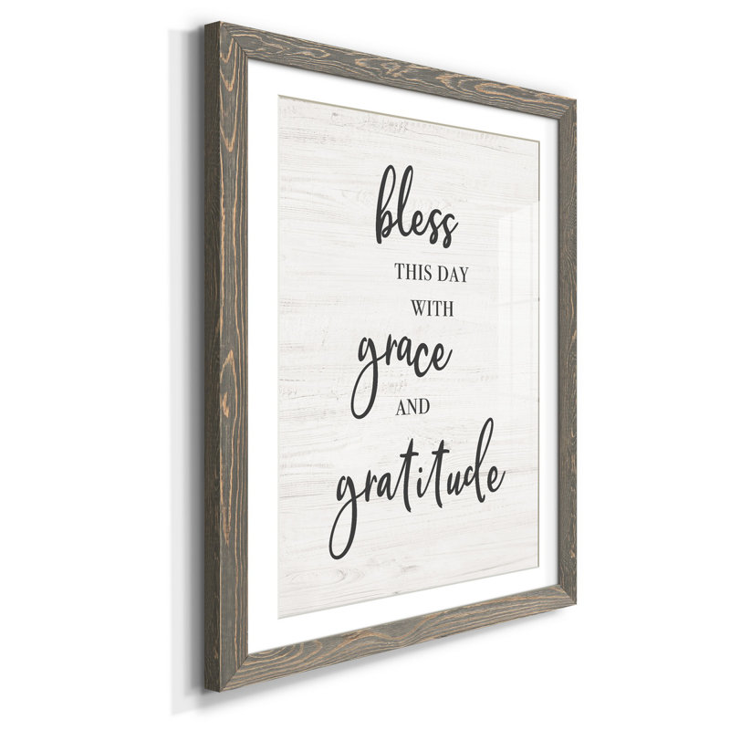 «Bless this Day», reproduction d'art textuel sur papier encadré, H 31,5 po x l 23,5 po x P 1,5 po, Gris