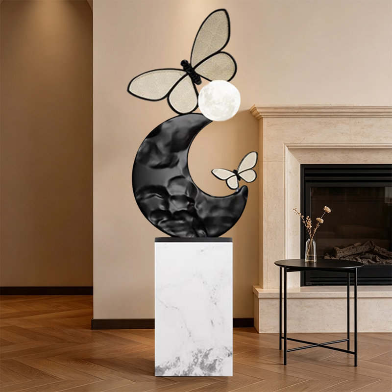 Pièce de décoration de salon en résine Luxury-Lite, Blanc/Noir