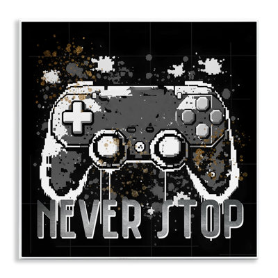Never Stop Pixel Controller Wall Plaque Art by Kim Allen
