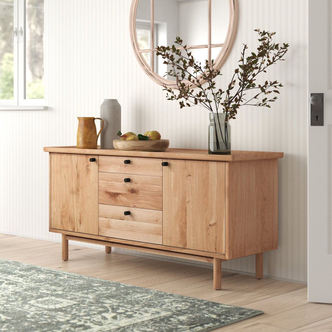 Raphael 150cm Wide 3 Drawer Oak Solid Wood Sideboard