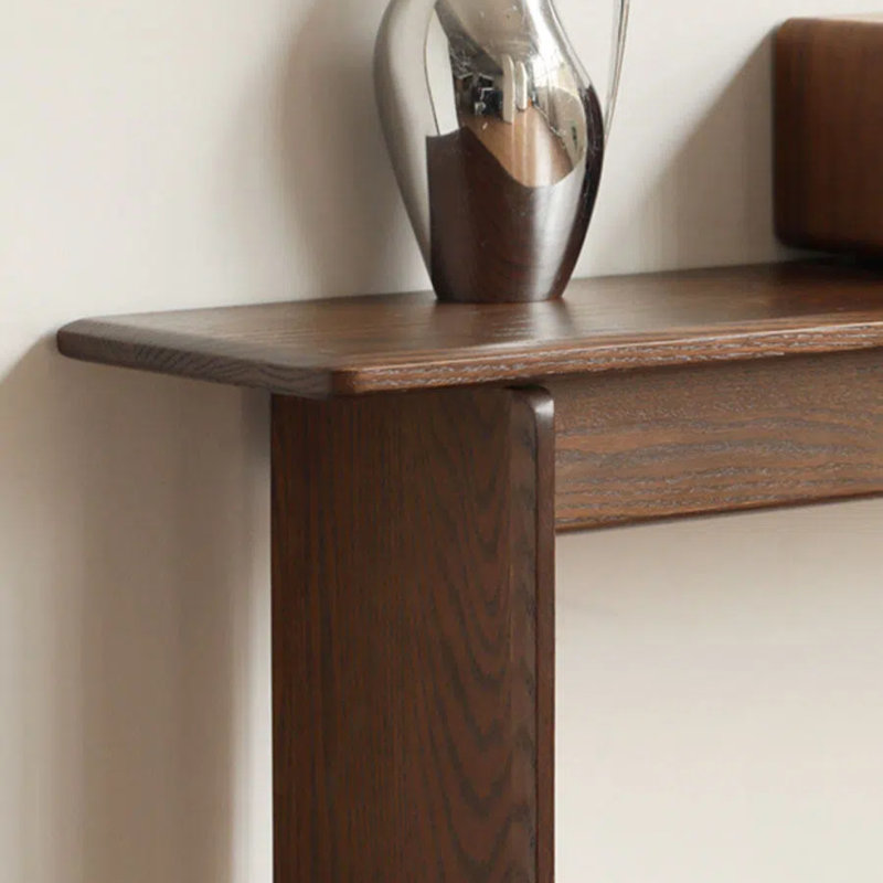 100cm Solid Wood Console Table, Brown Oak