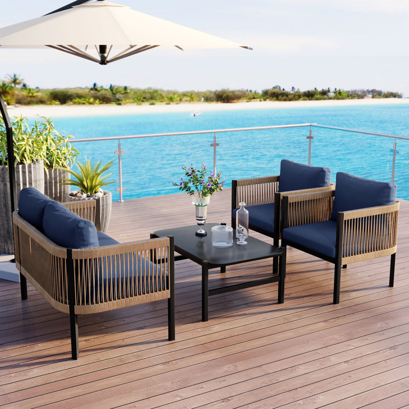 Multi-Person Outdoor Sofa Combination With A Table, Suitable For Garden, Backyard And Balconies