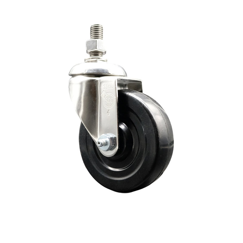 Roulettes pivotantes en caoutchouc dur 316SS