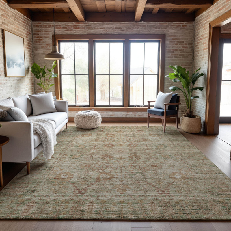 Premium Machine Washable Wayne AMF1106 Global Rug, Rectangle 10' x 14'