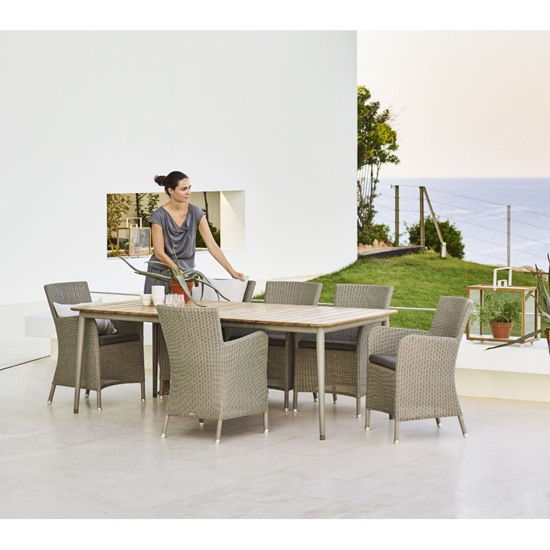 Core Outdoor, Aluminum Taupe, 35.5" W x 82.7" L x 29" H, Teak