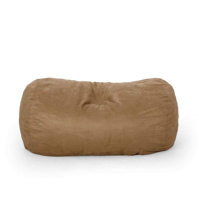 Pouf cylindrique en microfibre 6,5 pieds Potrero, Beige Microfiber