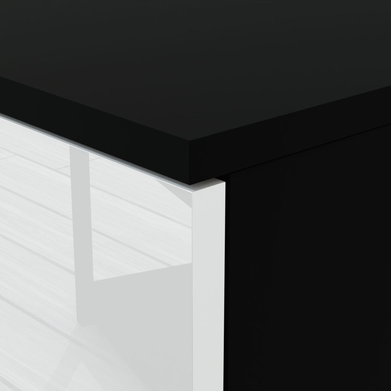 Varonique 55cm W Manufactured Wood Bedside Table, Black/White