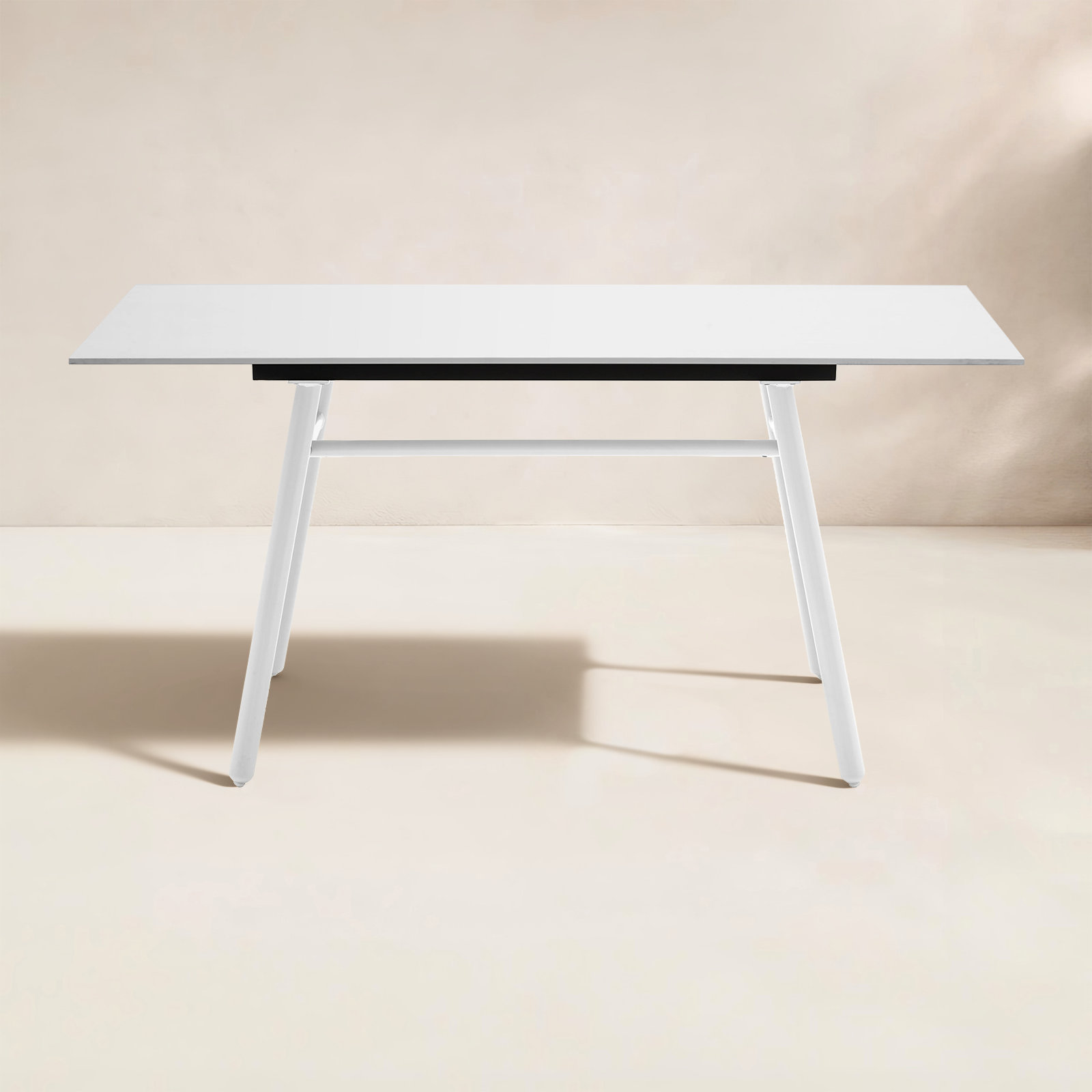 Yo! 63" Patio Dining Table, Slate White, Matt Optic White