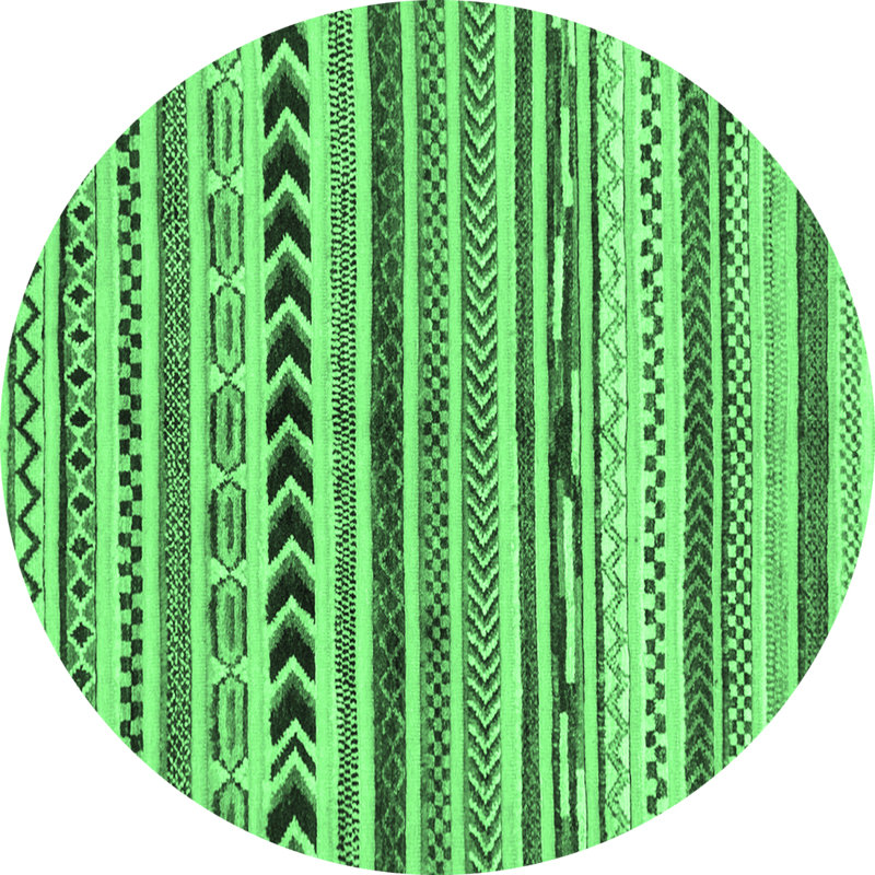 Tapis lavables à la machine à motif abstrait vert émeraude 2302, Rond 7 pi