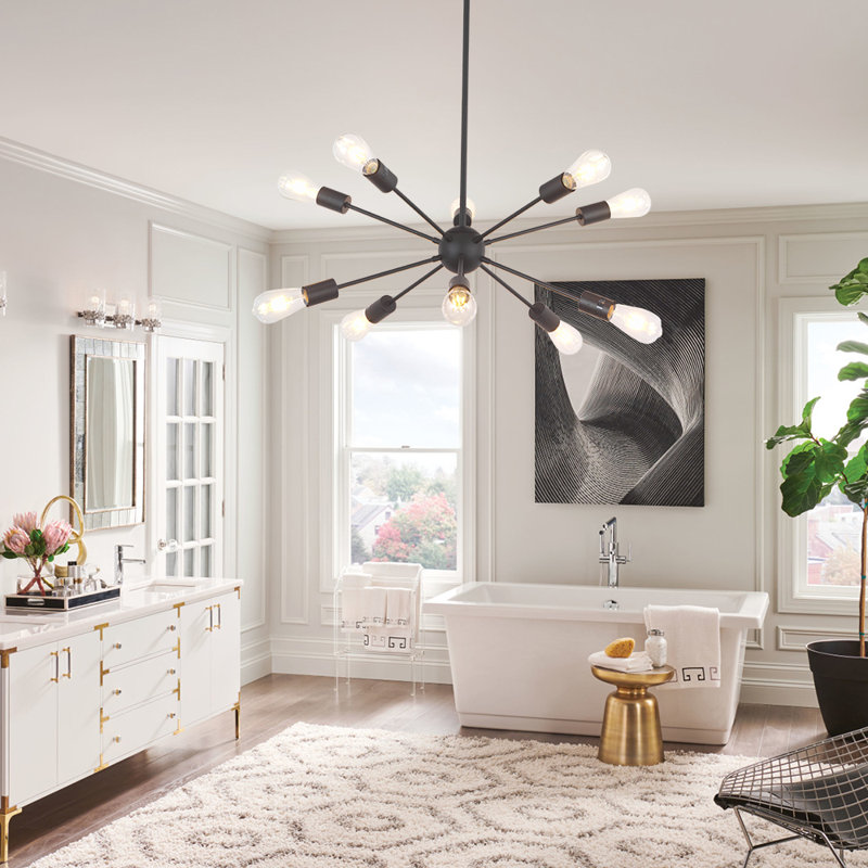 Arpita 10 - Light Iron Dimmable Sputnik Sphere Chandelier, 40''H x 33.46''W x 33.46''D, Black