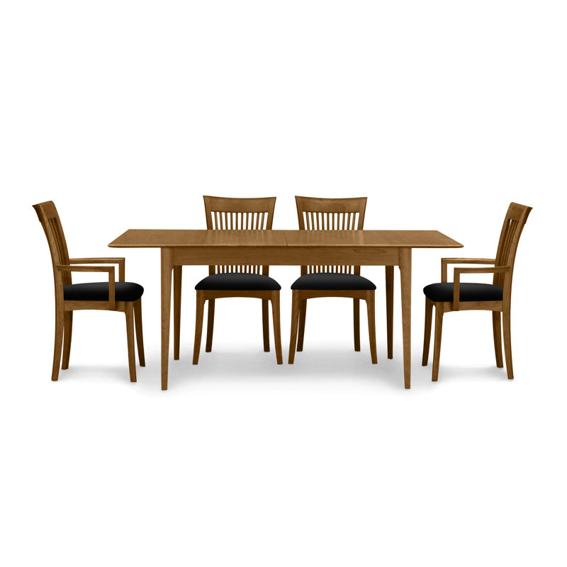 Sarah 4 - Person Solid Wood Top Four Leg Dining Set, Saddle Cherry, 30" H x 78" W x 40" D, Onyx Microsuede