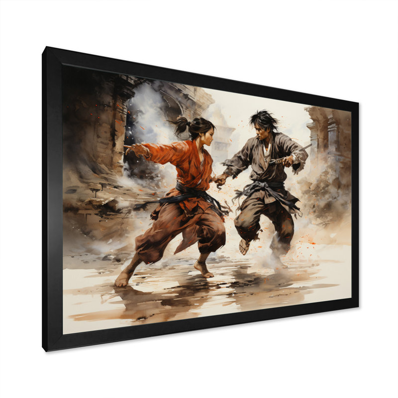 Marcetta China Art Kung Fu I - reproduction d'art, H 12 po x l 20 po x P 1 po, Cadre simple noir
