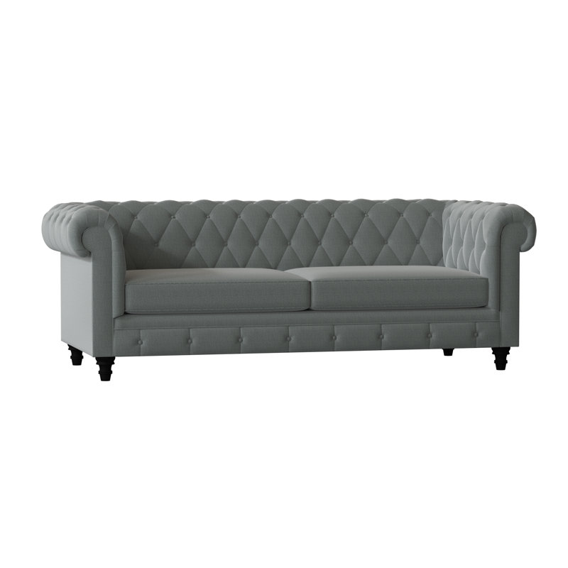 Canapé Chesterfield à accoudoirs roulés, Noyer, 84 pouces, Ardoise Atlas