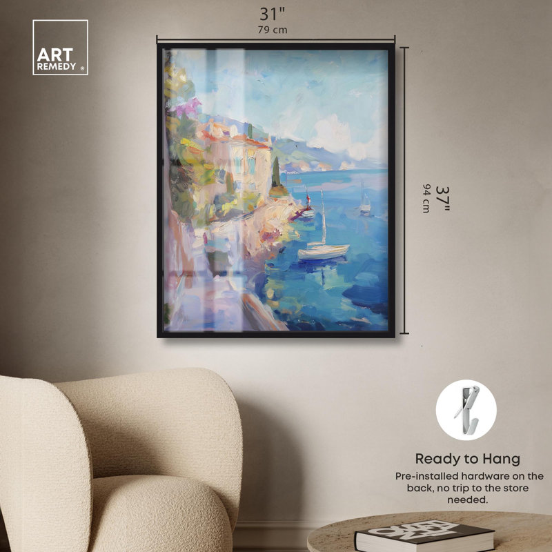 Harbour Hues Shadowbox Print Coastal Decor par Art Remedy, H 37 po x l 31 po, Noir