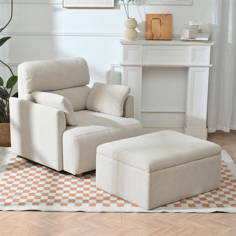 Chaise surdimensionnée avec repose-pieds avec rangement
