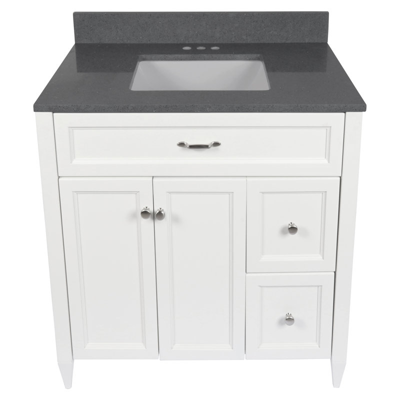 Ensemble de meuble-lavabo simple 37 po Biaunca, Gris galaxie, Blanc