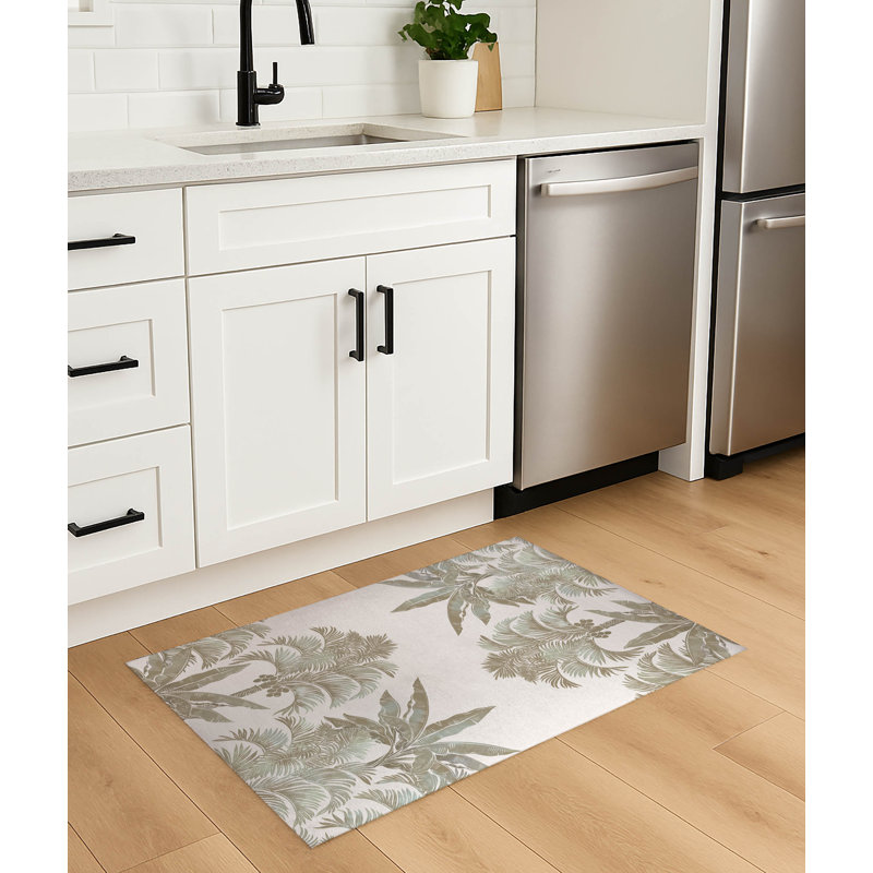 In the Jungle Lightweight Non-Slip Kitchen Mat, Rectangle 4' x 6', Ivory