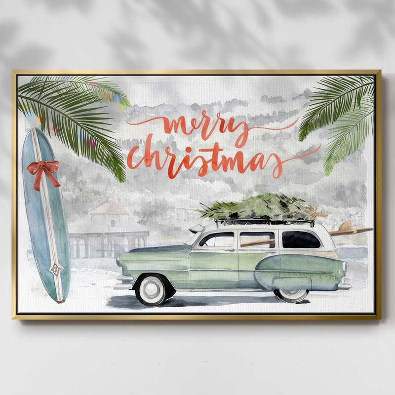 Collection de Noël So Cali A, H 25 po x l 37 po x P 1,5 po, Or, Encadrement doré