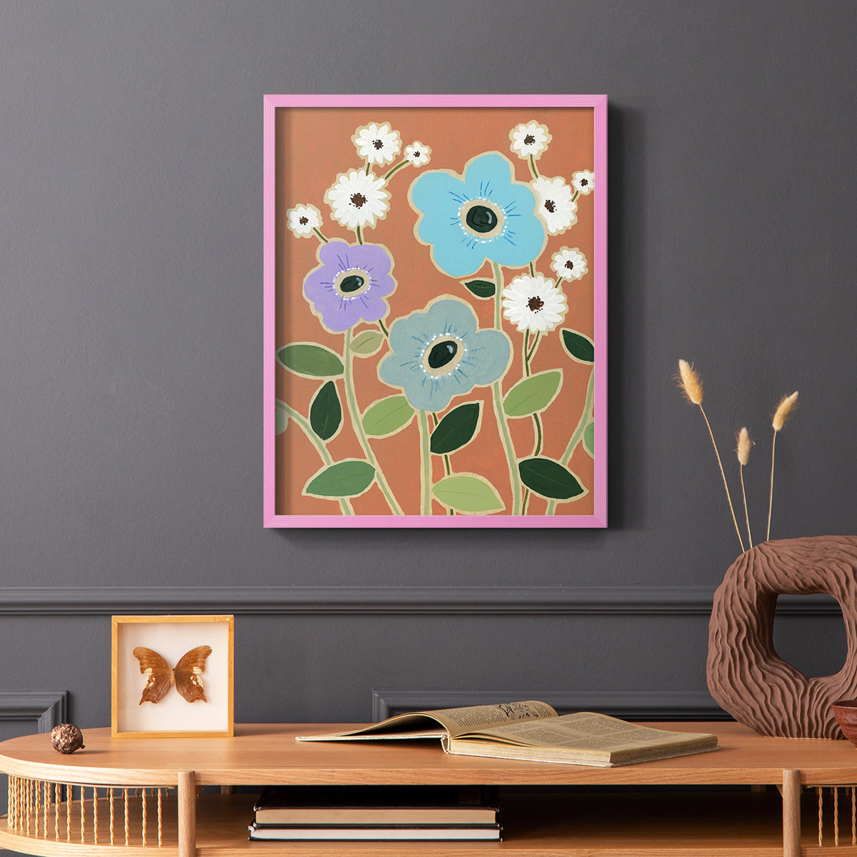 Winston Porter Woodblock Floral IV Framed Print - Solid Wood | Wayfair