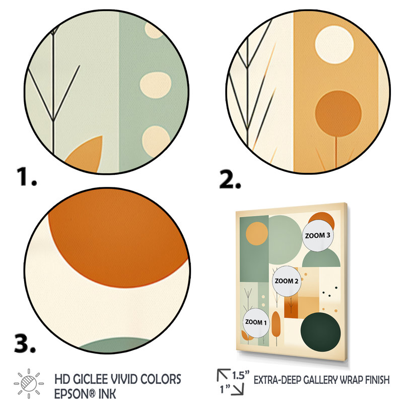 «Midcentury Minimal Abstract Geometric Art», reproduction d'art, Toile tendue, H 44 po x l 34 po x P 1,5 po