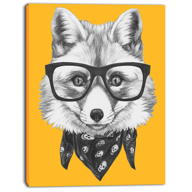 «Funny Fox with Formal Glasses», impression sur toile tendue, H 40 po x l 30 po x P 1 po