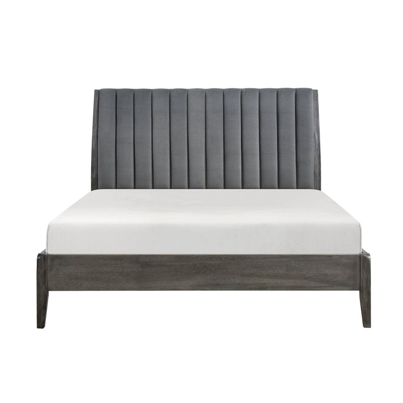 Lit de style moderne avec lit plateforme en velours 1pc, Grand lit