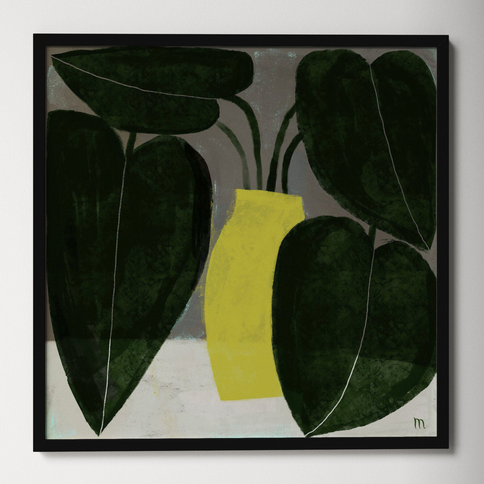 Plant "Plant No. 7" Painting, Black, 36" H x 36" W x 1.25" D