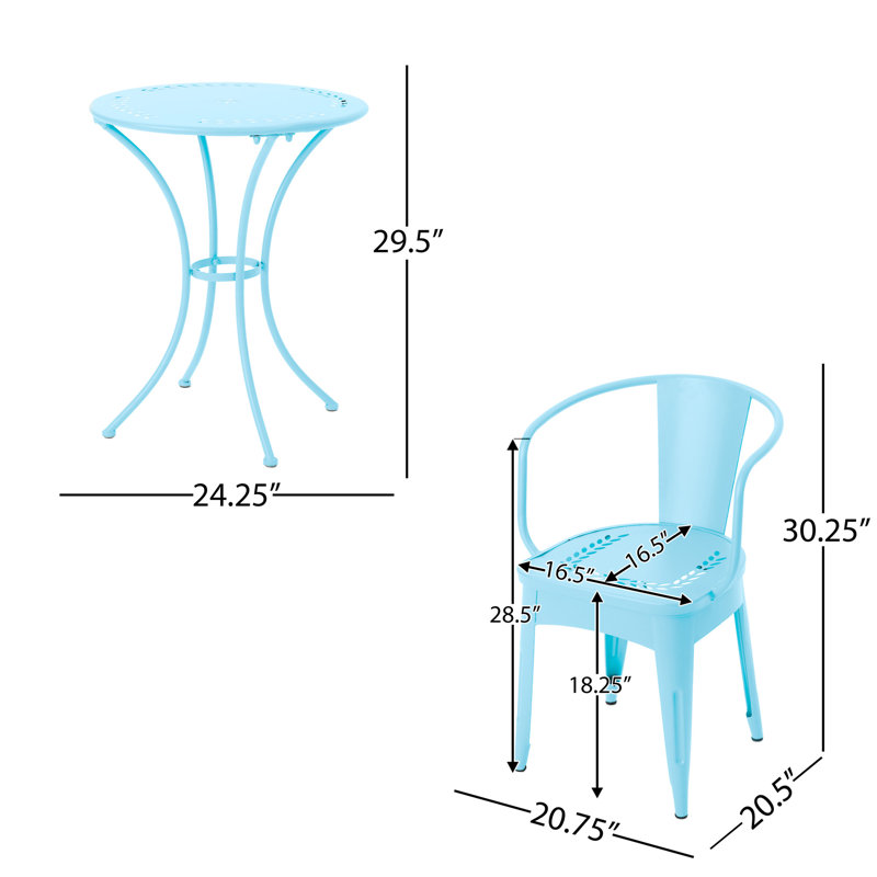 LOURDES 3 PC KD METAL SET - Matte Light Blue