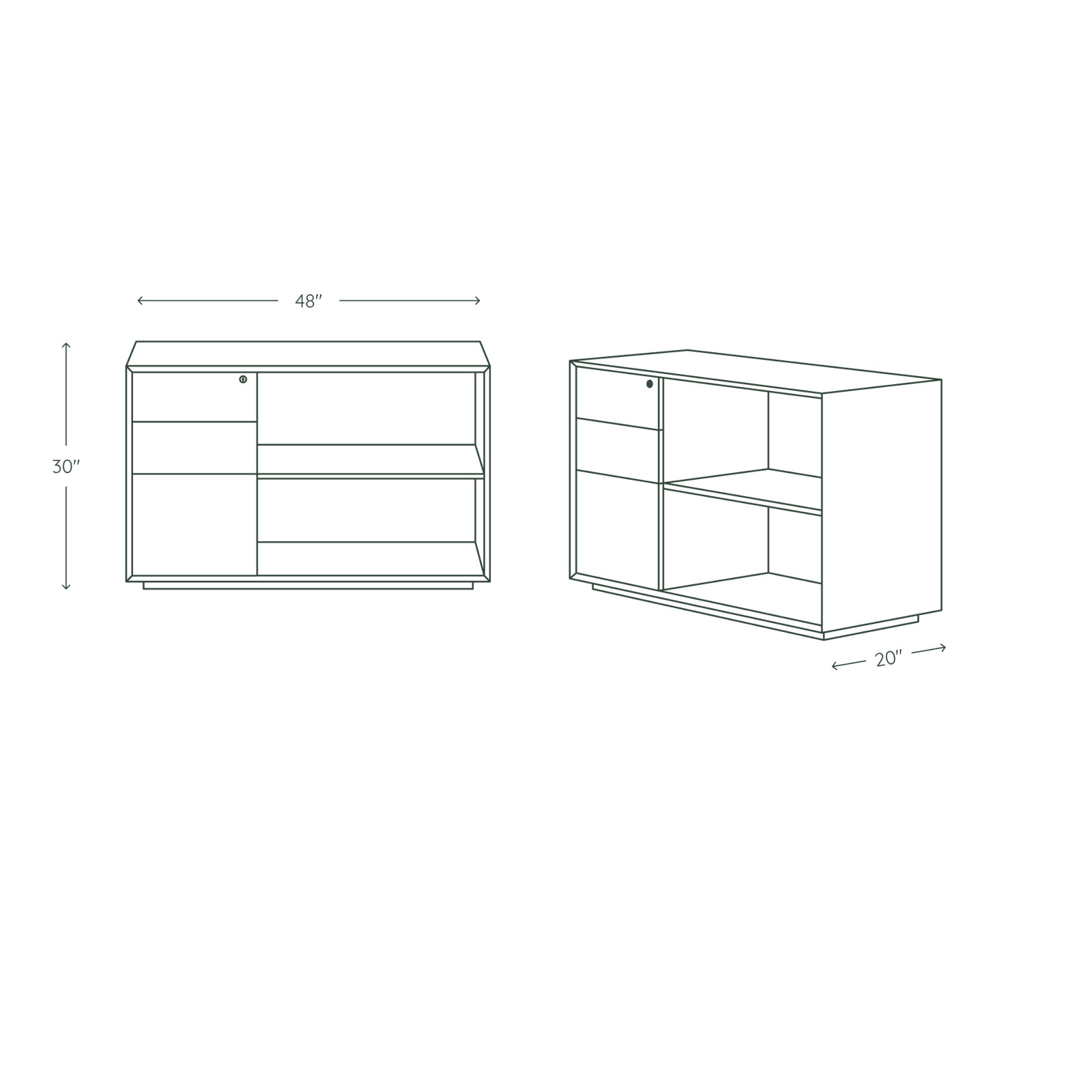 Credenza, Right, White