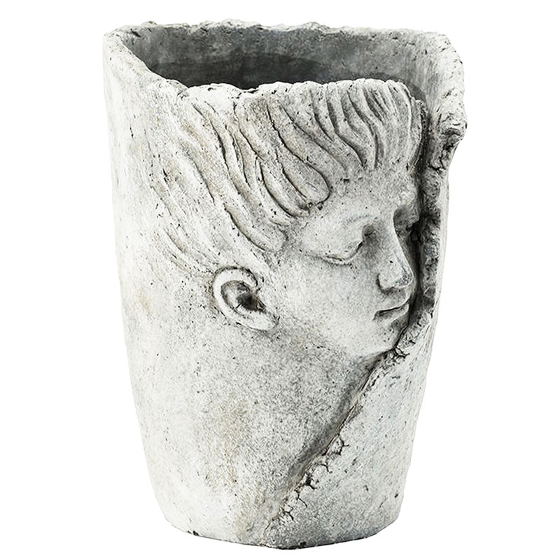 Ensemble de 2 pots de fleurs pour le visage, 8,5 pouces de hauteur, ciment, gris antique, sécuritaire pour les ornements de plantes de taille moyenne, accent de 2 pouces, ciment, panneaux confortables