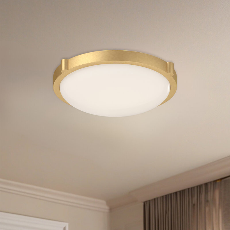 Floyd 11'' Brushed Nickel & Brass LED Flush Mount with White Glass