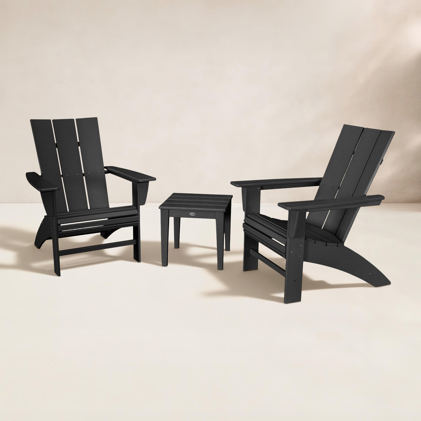 POLYWOOD® Modern Adirondack 2-Person Patio Seating Group, Black