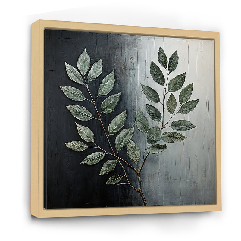 Feuilles d'harmonies orme ardoise, Cadre naturel flottant, H 30 po x l 30 po x P 1 po