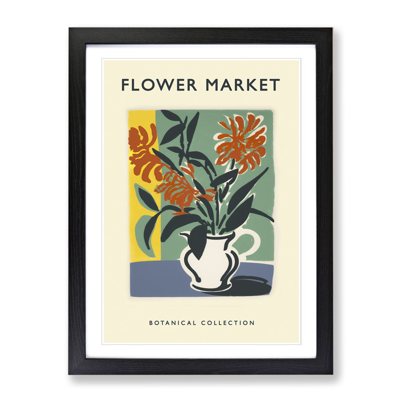 A Botanical Flower Market Exhibition No.9 - Single Picture Frame Print on Wood, 46cm H x 34cm W x 2cm D