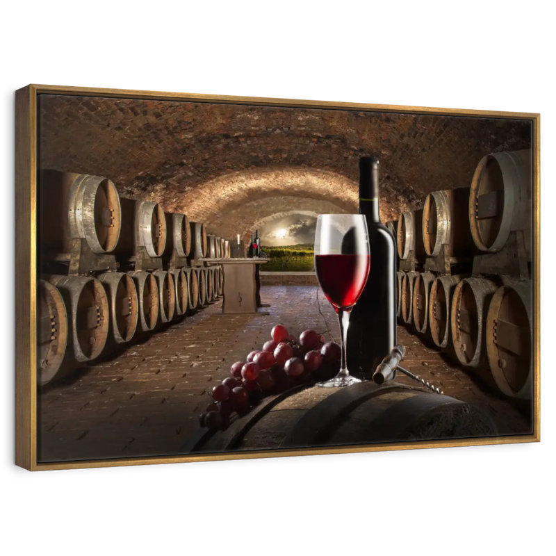 Winery, 46 po x 31 po, Cadre flottant doré
