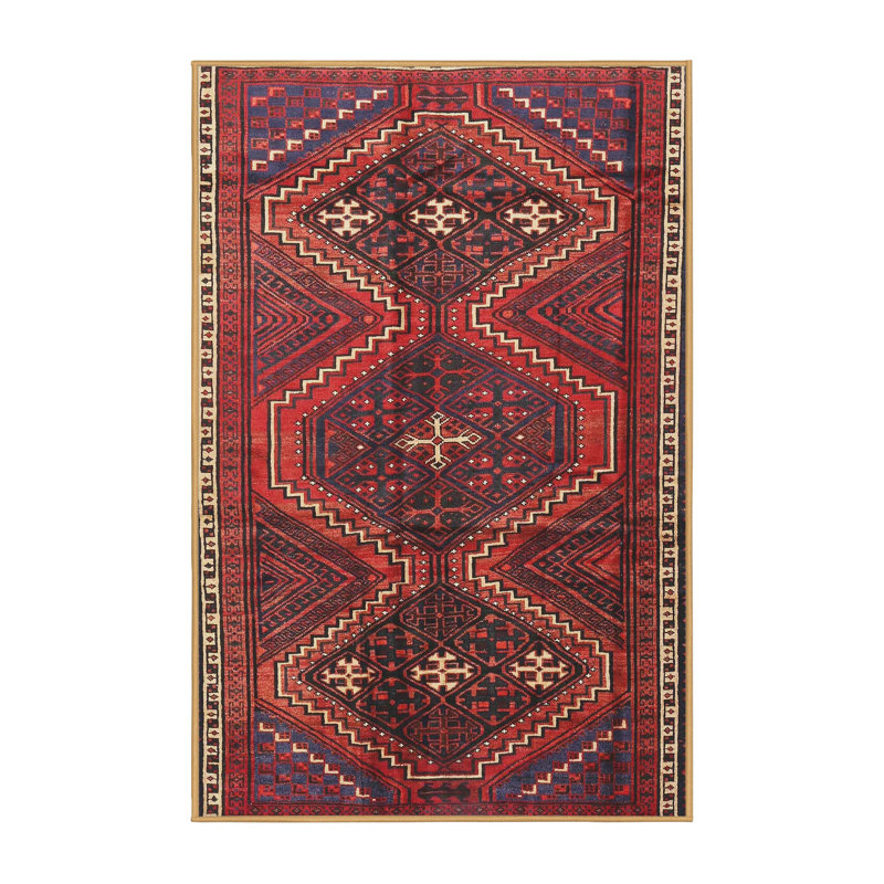 Tapis traditionnel mehroon/noir/bleu Volfango, Rectangle 2 pi x 3 pi