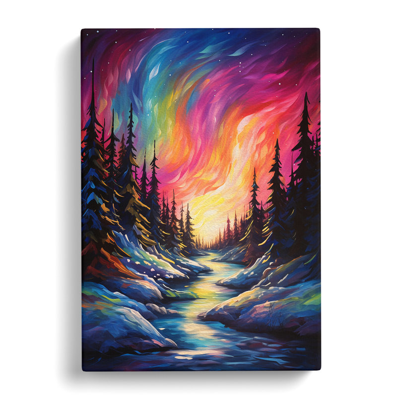 Aurora Borealis Modern - Wrapped Canvas Print, 76cm H x 50cm W x 3cm D
