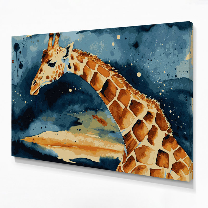 Faune girafe sur toile, art mural gris, H 20 po x l 24 po