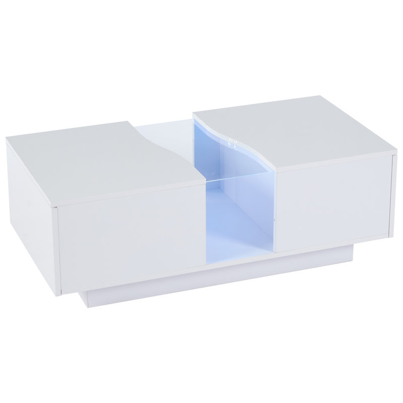 Block Coffee Table with Storage, White