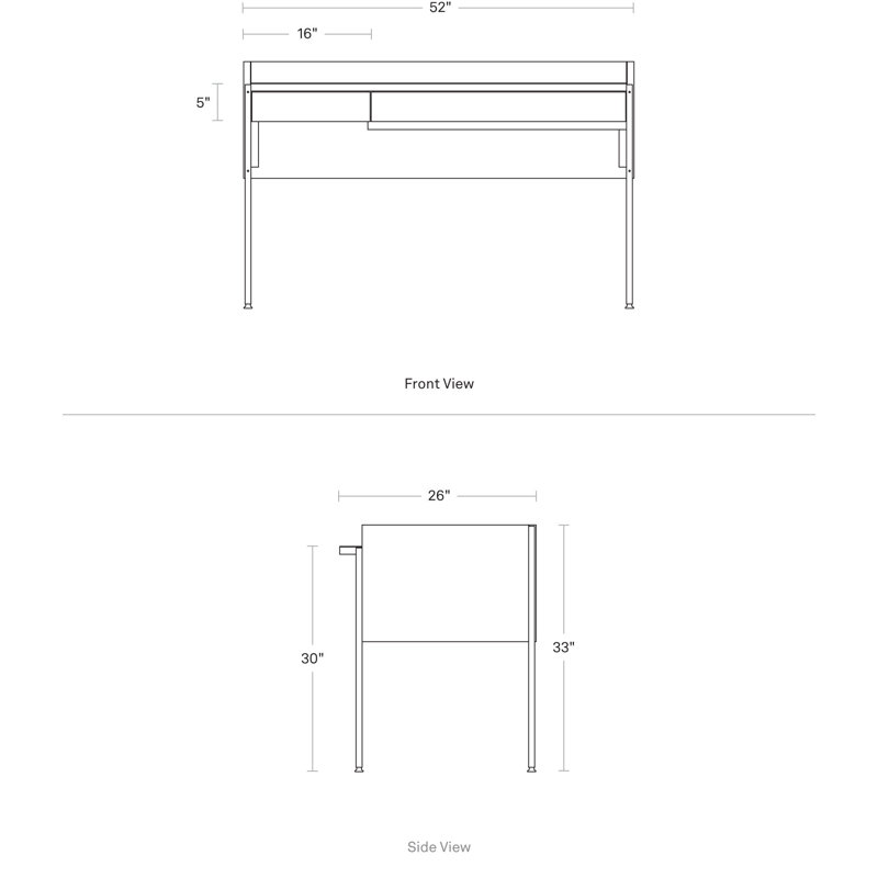 Tabloid Solid Wood Writing Desk, Putty/White Oak