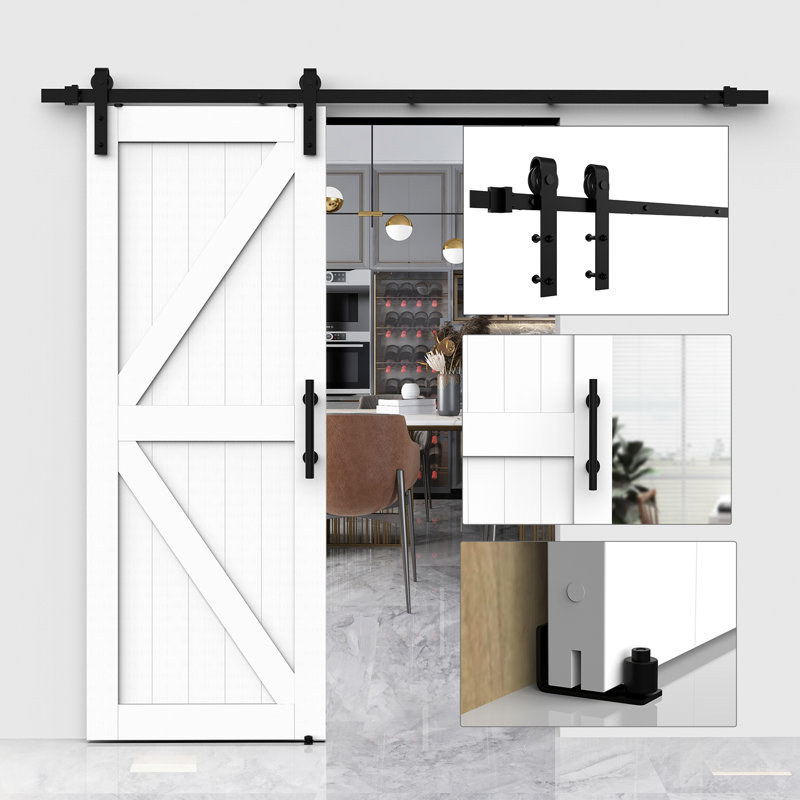 Porte à panneaux en PVC / vinyle avec ensemble de quincaillerie d'installation