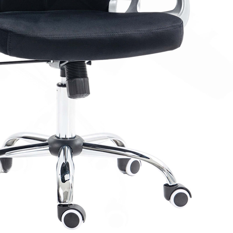 Kimar Chair with Padded Armrests, Velvet, Black