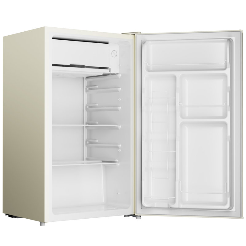 BANGSON 3.2 Cu.Ft Mini Fridge with Freezer, Low Noise Energy Efficient Compact Refrigerator for Dorm Room, Apartment, Office，Cream White