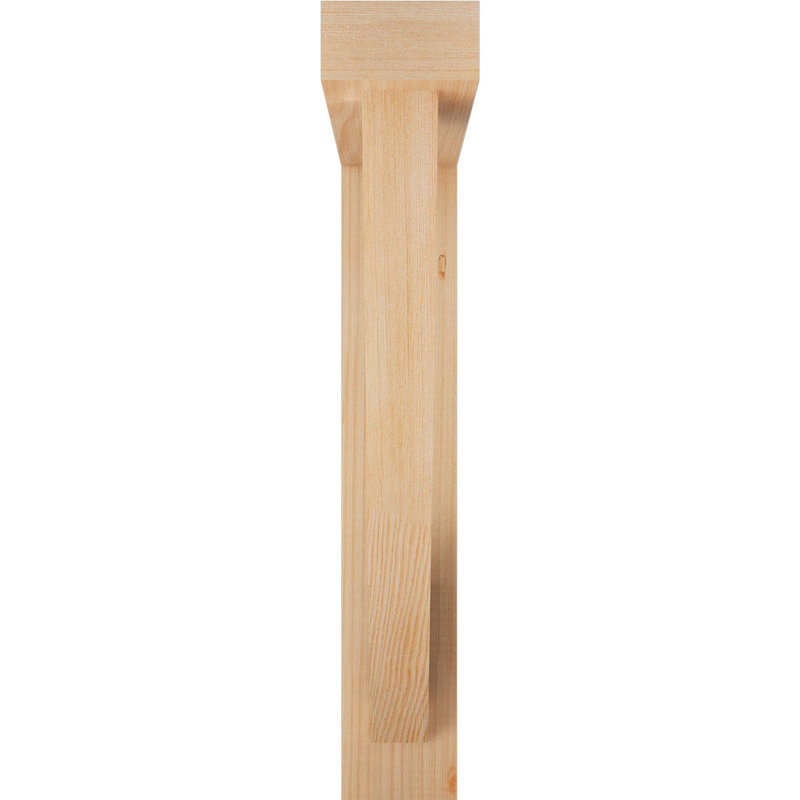 4"W x 24"D x 24"H Traditional Block Rough Sawn Bracket w/ Offset Brace, Douglas Fir, 24 x 24, 4"W Douglas Fir (Rough Sawn)